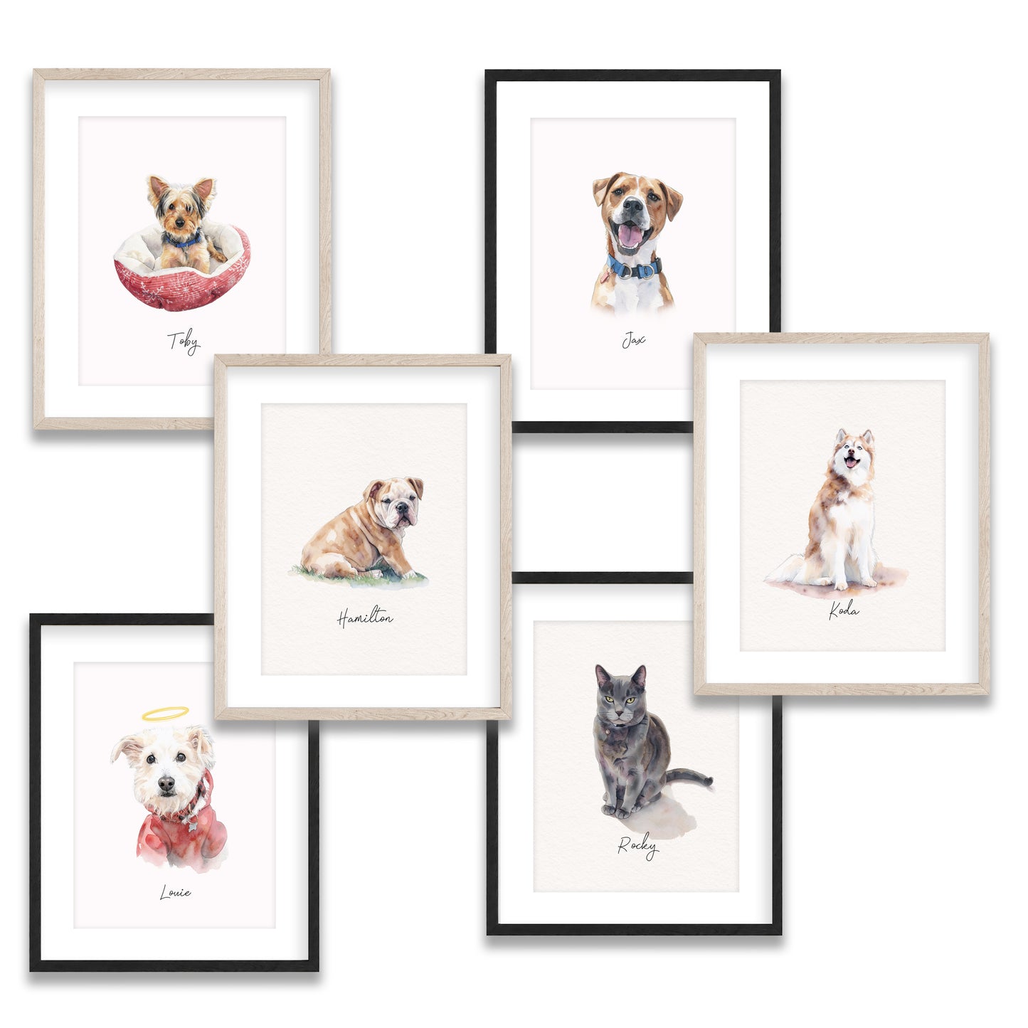 Custom Pet Portrait from Photo – Watercolor & Ink Dog or Cat Memorial Gift