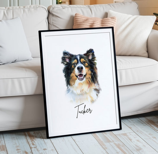 Personalized Watercolor Pet Portrait – Custom Dog or Cat Art Print | Perfect Gift for Pet Lovers