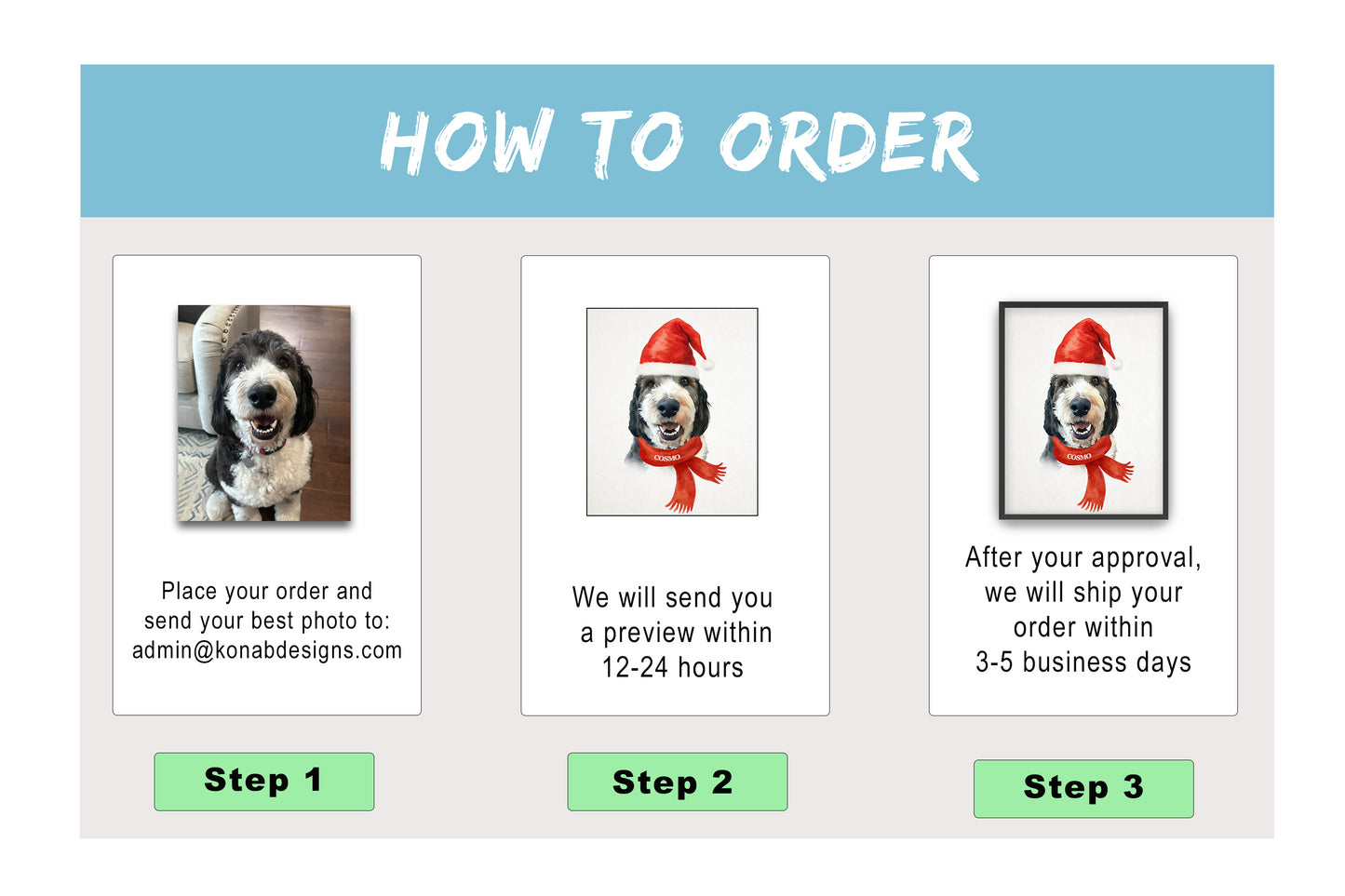 Custom Christmas Pet Portraits – Holiday Watercolor Style