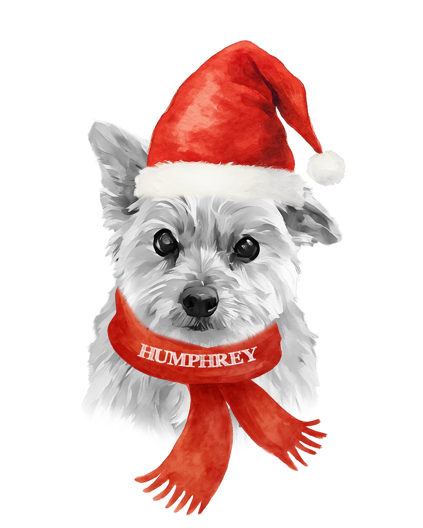 Custom Christmas Pet Portraits – Holiday Watercolor Style