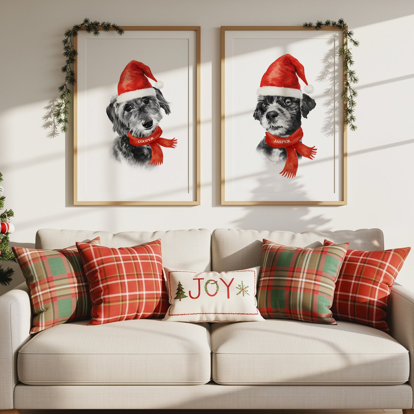 Custom Christmas Pet Portraits – Holiday Watercolor Style