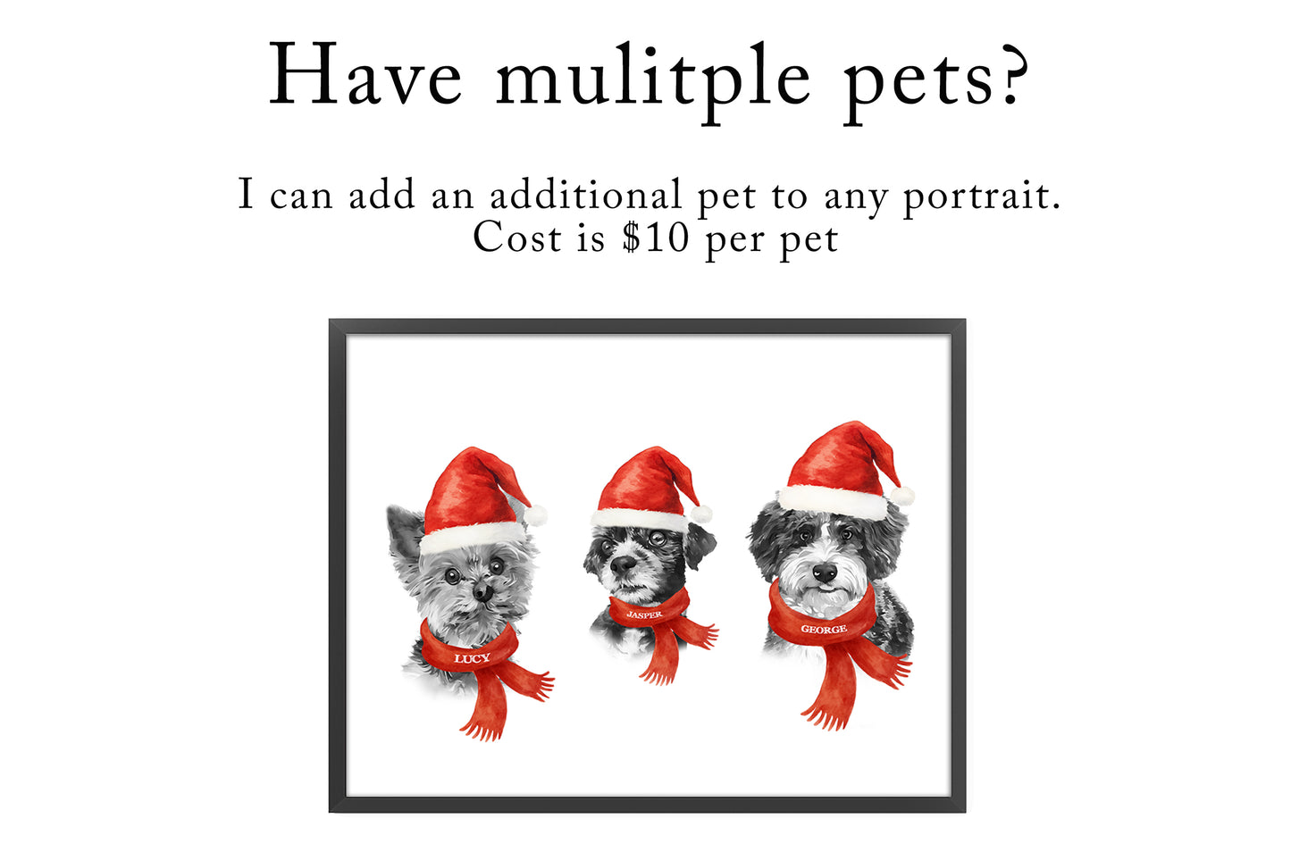 Custom Christmas Pet Portraits – Holiday Watercolor Style
