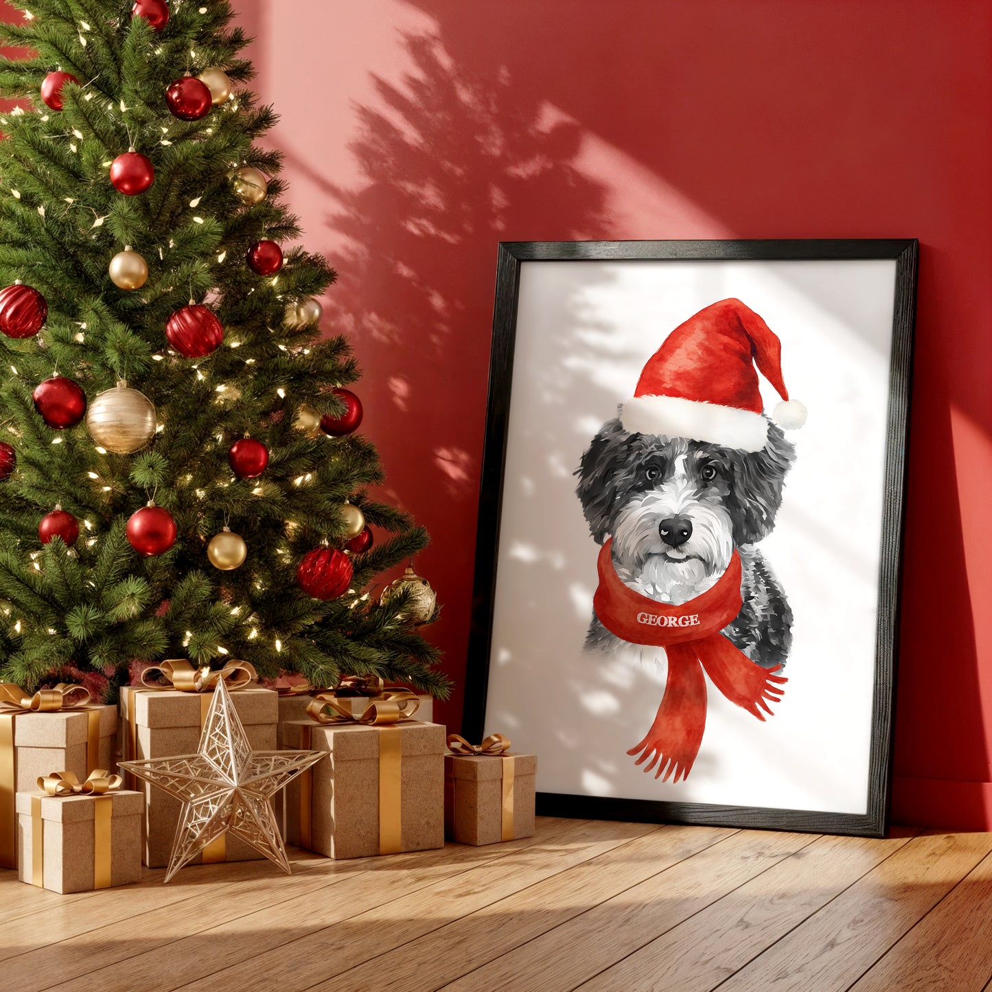 Custom Christmas Pet Portraits – Holiday Watercolor Style