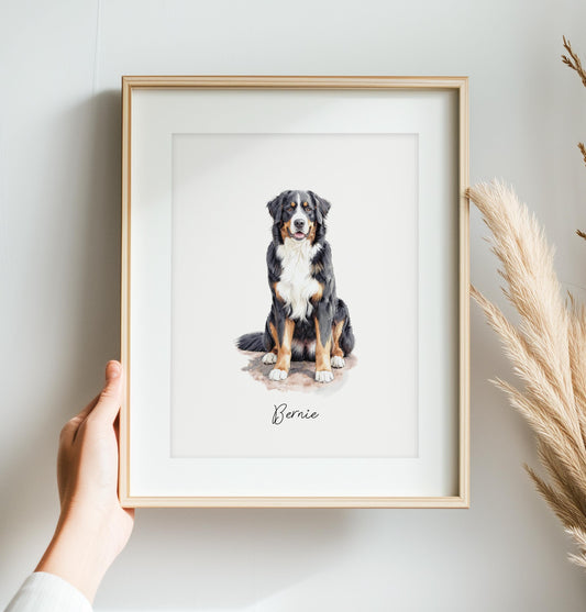 Custom Pet Portrait from Photo – Watercolor & Ink Dog or Cat Memorial Gift