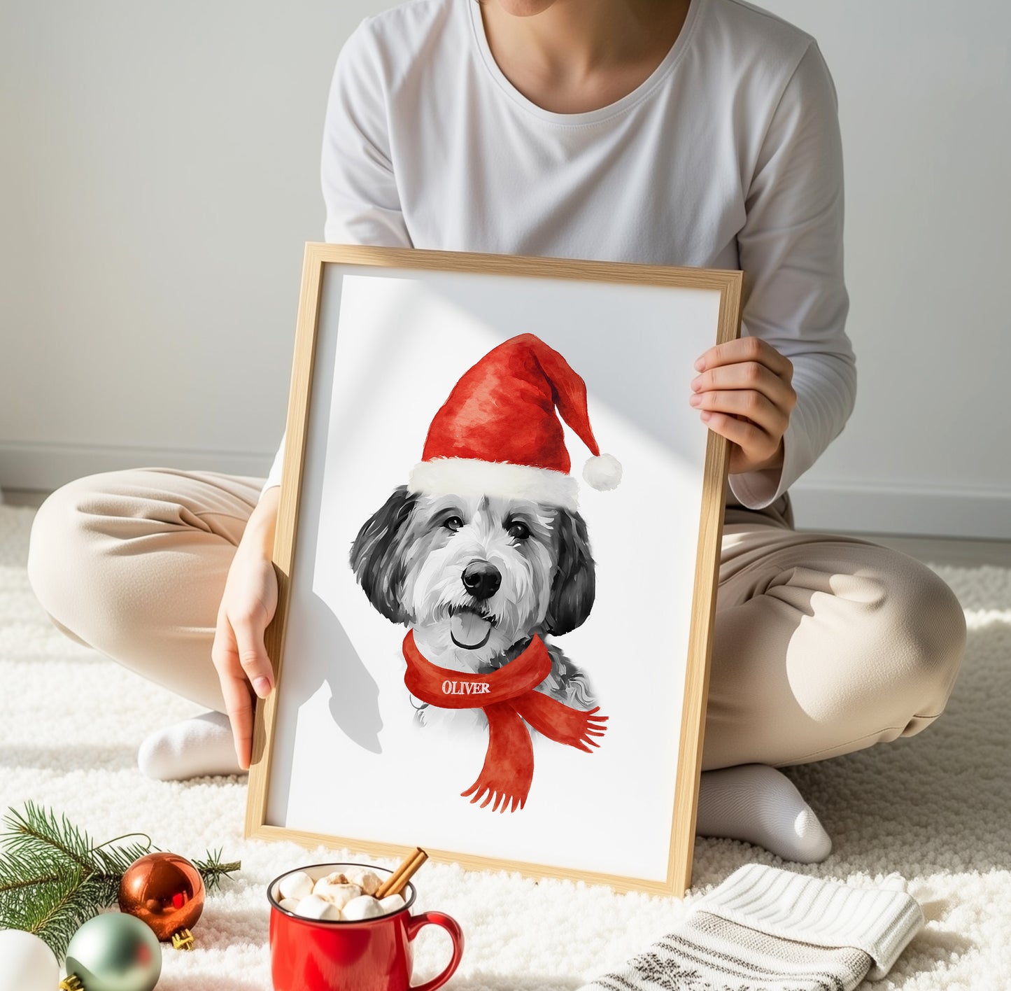 Custom Christmas Pet Portraits – Holiday Watercolor Style